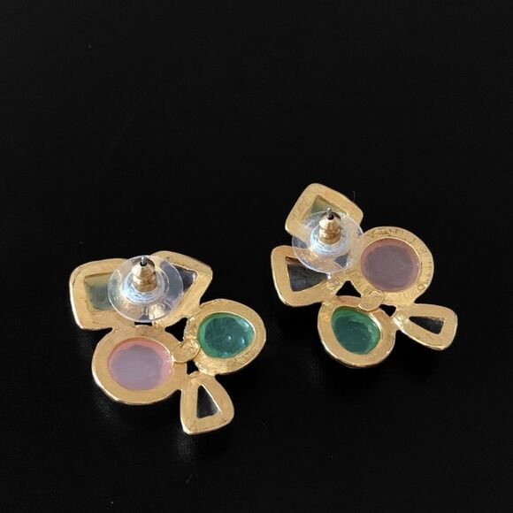 Vintage Joan Rivers Gripoix Style Lucite Post Stud Earrings - Picture 4 of 5